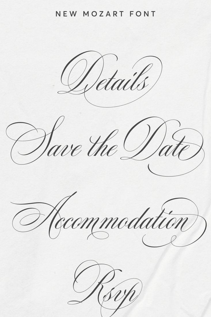 Wedding Calligraphy Words in New Mozart Font