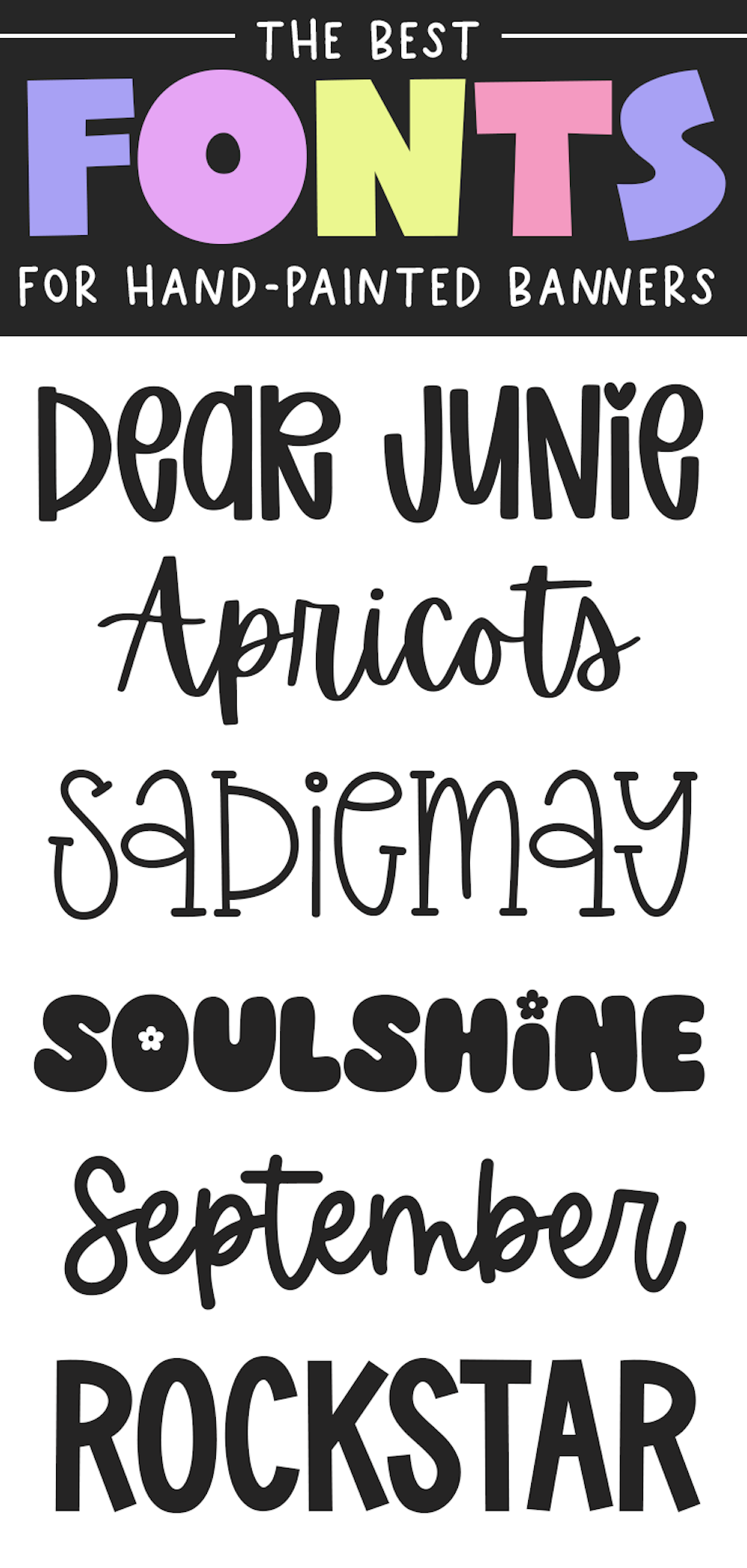 Fonts for Banners, Hand-painted banner makers, Cute Fonts