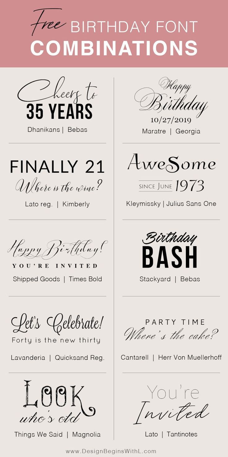 Free Birthday Font Combinations