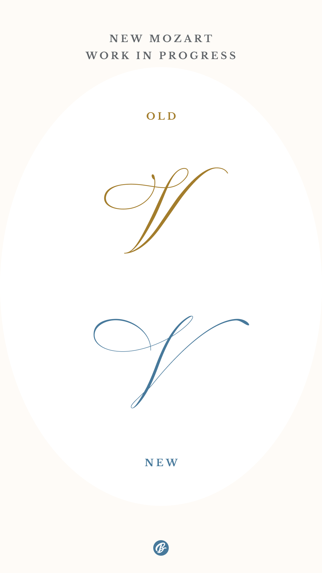 Mozart script letter V redesign – elegant calligraphy update