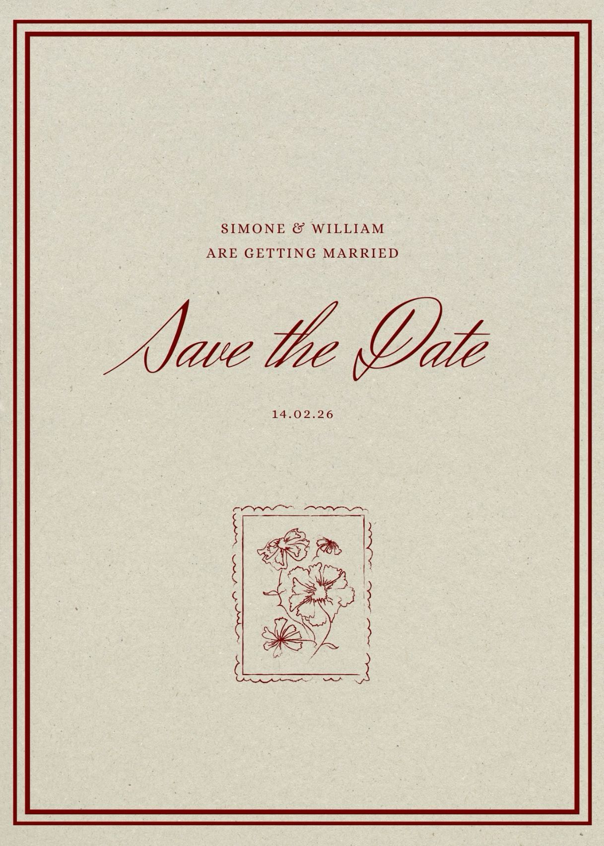 Save The Date | Digital Download | Vintage Floral Post Stamp