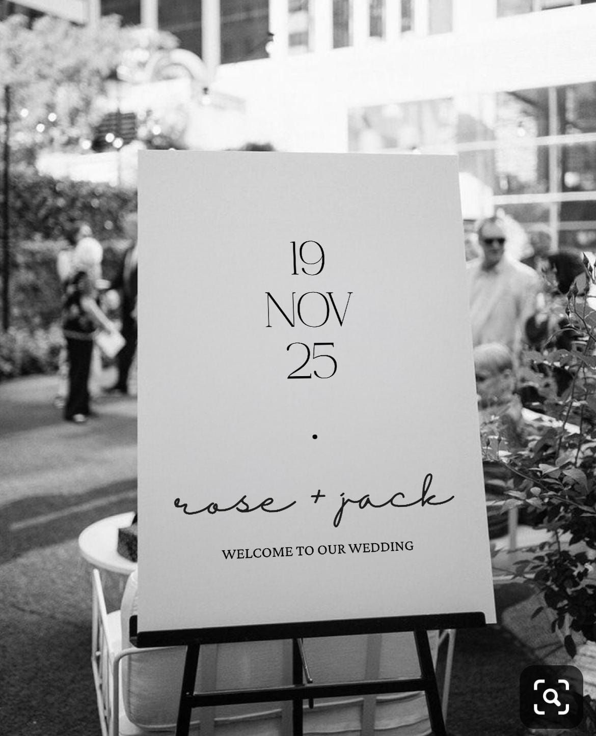 Modèle de plaque de bienvenue pour mariage minimaliste | Conception de toile modifiable | Typographie moderne en noir et blanc | Téléchargement instantané