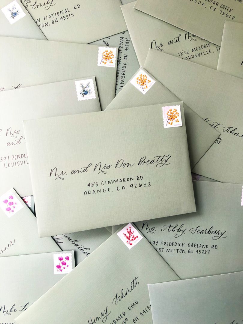 Custom calligraphy wedding envelope addressing