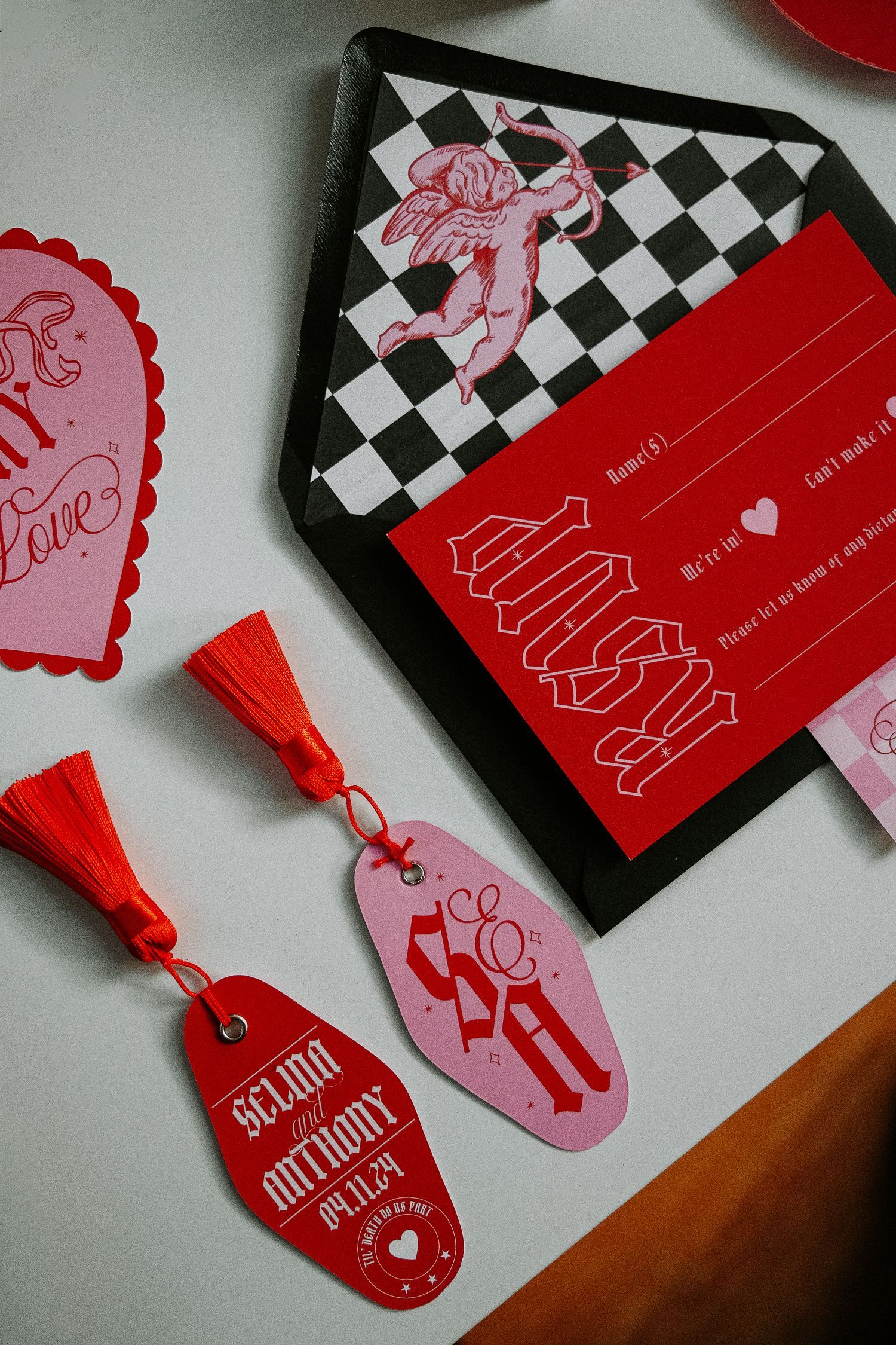 Pink and Red Las Vegas Wedding Stationery