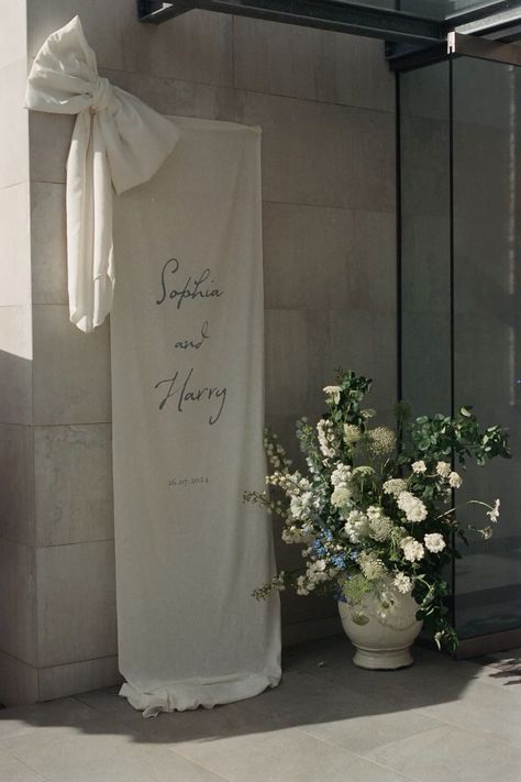 Linen wedding welcome signage is my new favorite wedding trend right now