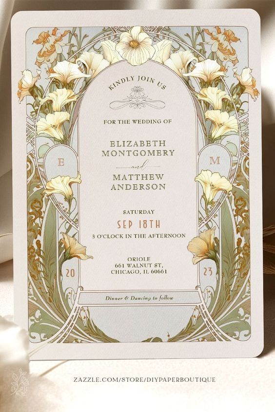 Tendência Para Casamentos Em 2023: Papelaria Com Inspiração Art Noveau — Inspiração Para Noivas E Casamentos