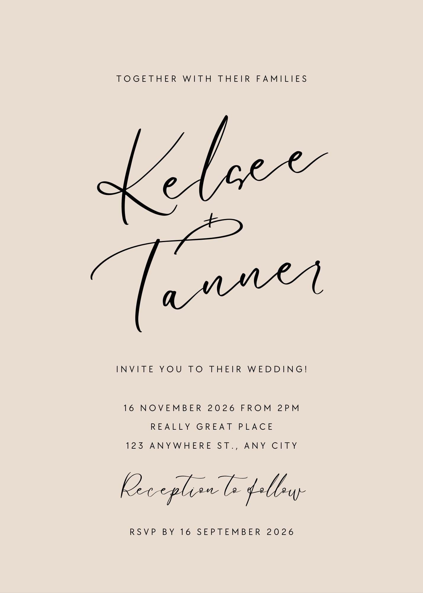 Classic printable wedding invitation template vibe