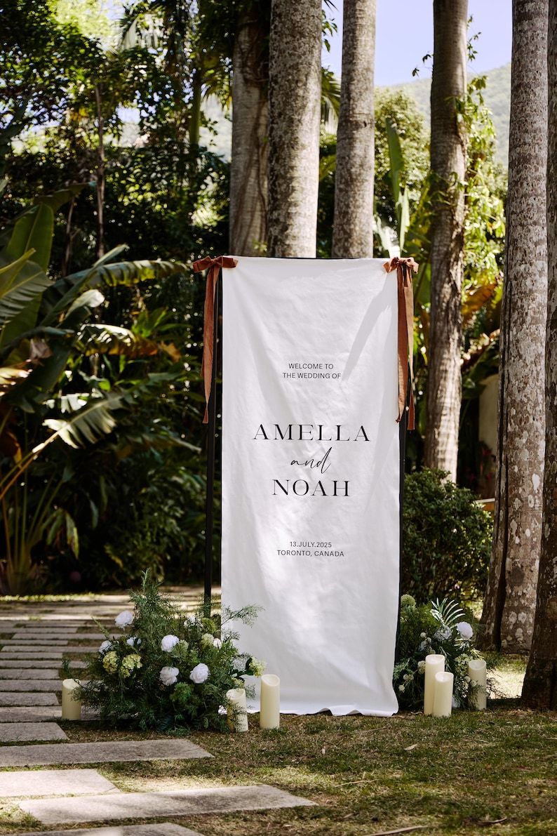 Wedding Fabric Welcome Sign | Personalized Linen Wedding Banner | Custom Wedding Decor | Outdoor Ceremony Sign | Modern Wedding Decoration — Etsy Canada