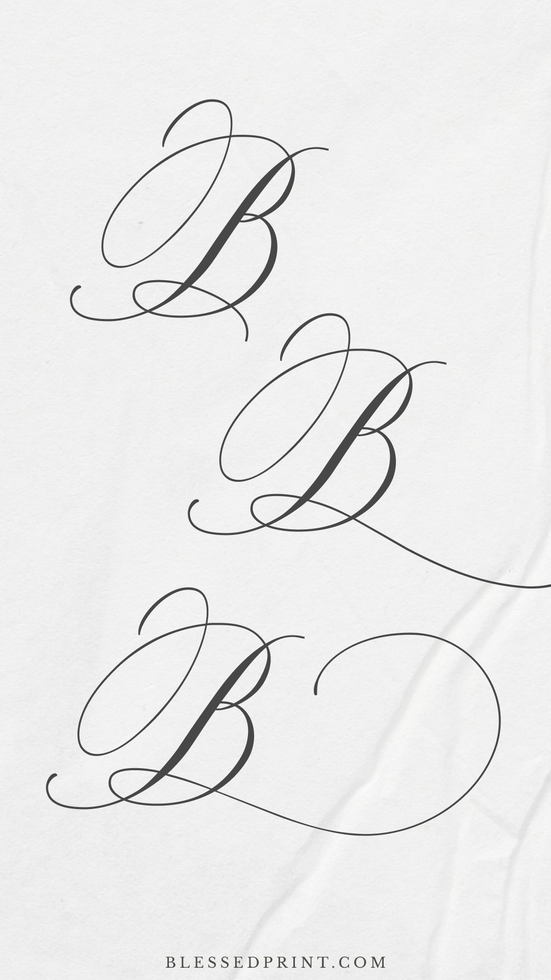 Calligraphy B with ornate loops