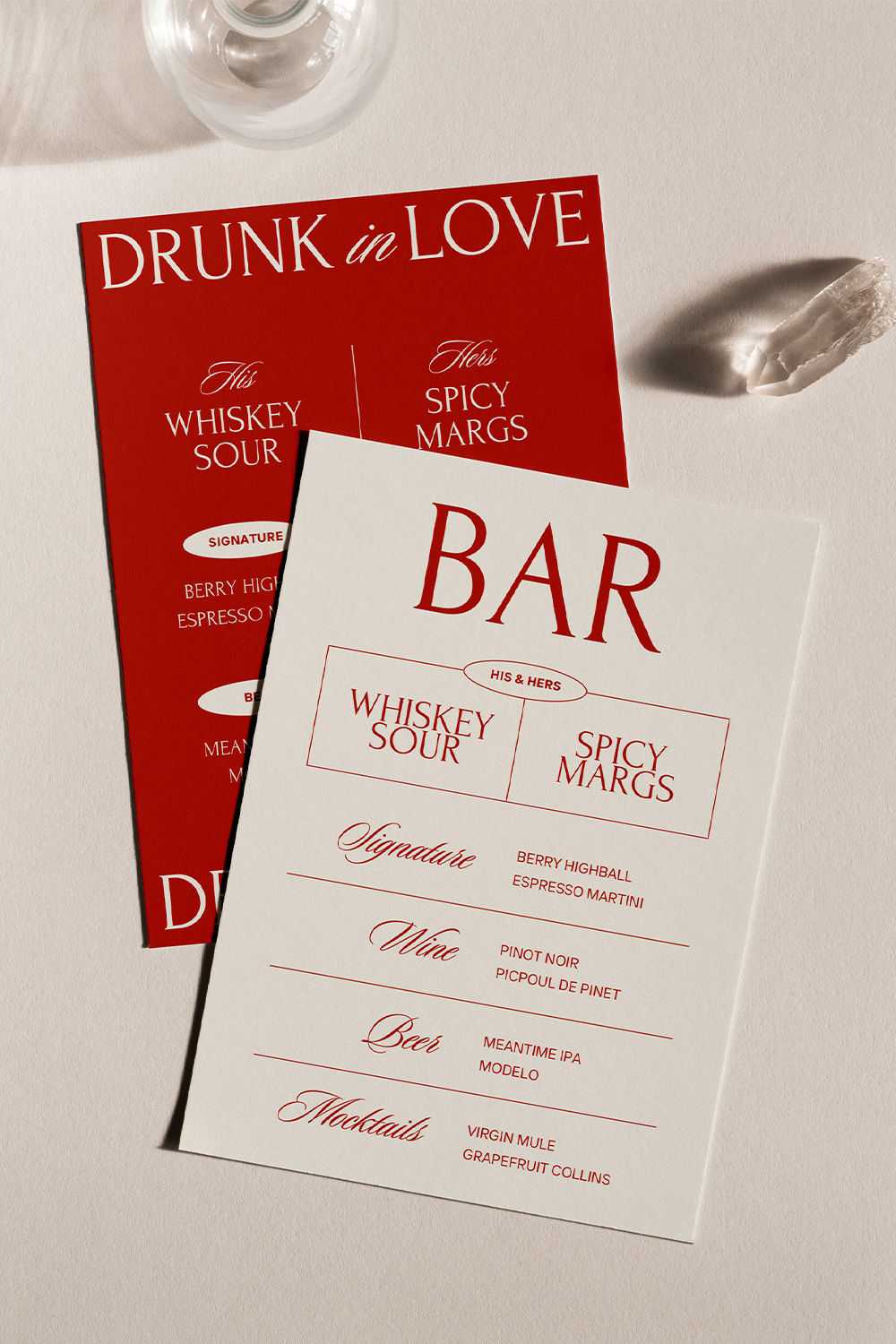 Vintage Minimalist Wedding Bar Signs: Canva Template Duo