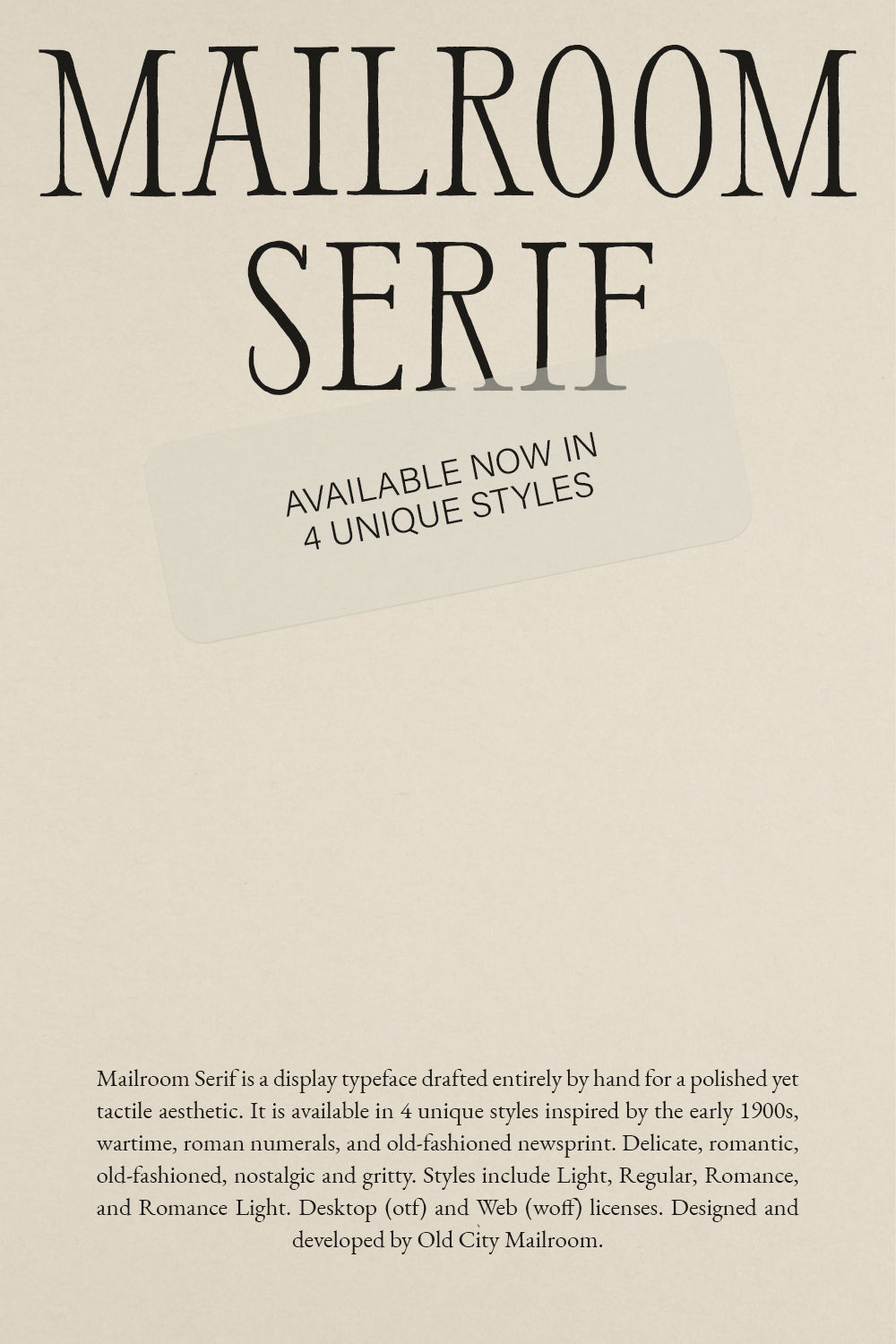 Mailroom Serif Typeface — Available in 4 Styles