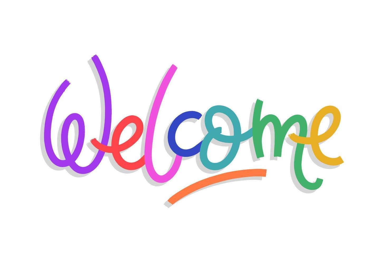 Welcome lettering text. Modern calligraphy hand drawn illustration. Greeting message typography for web, social media, posters, banners.