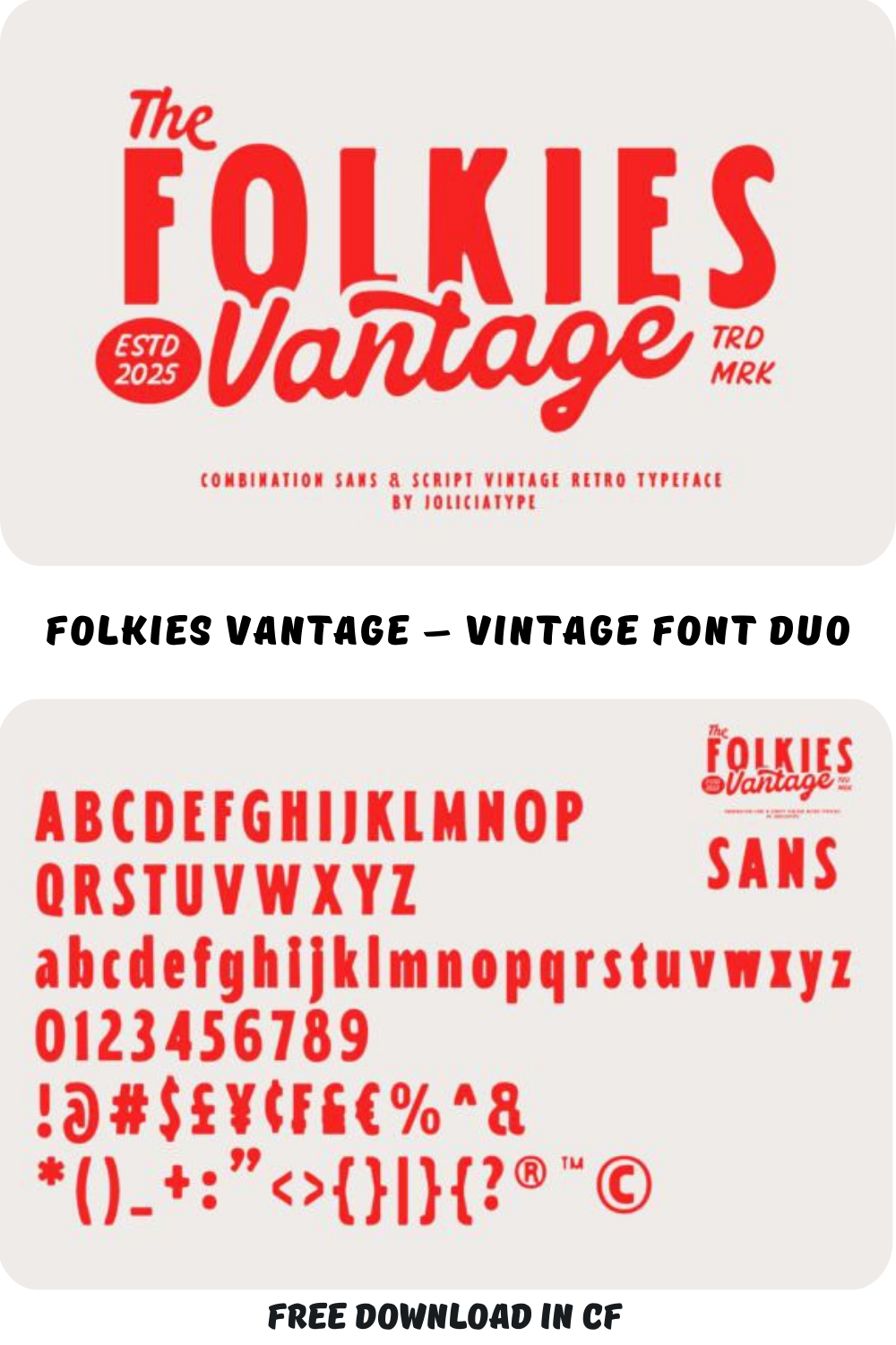 Folkies Vantage – Vintage Font Duo (Sans + Script)