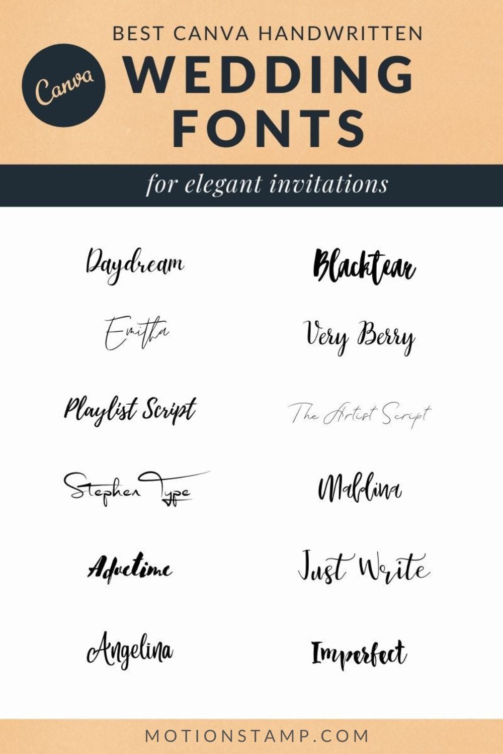 Best CANVA Handwritten Fonts For Wedding Invitations