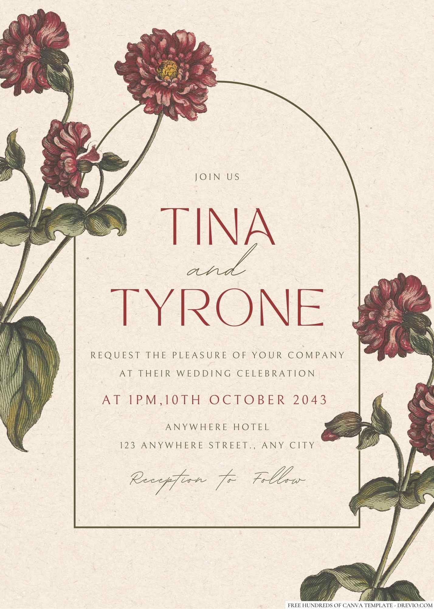 Vintage Romance Wedding Invitation Templates