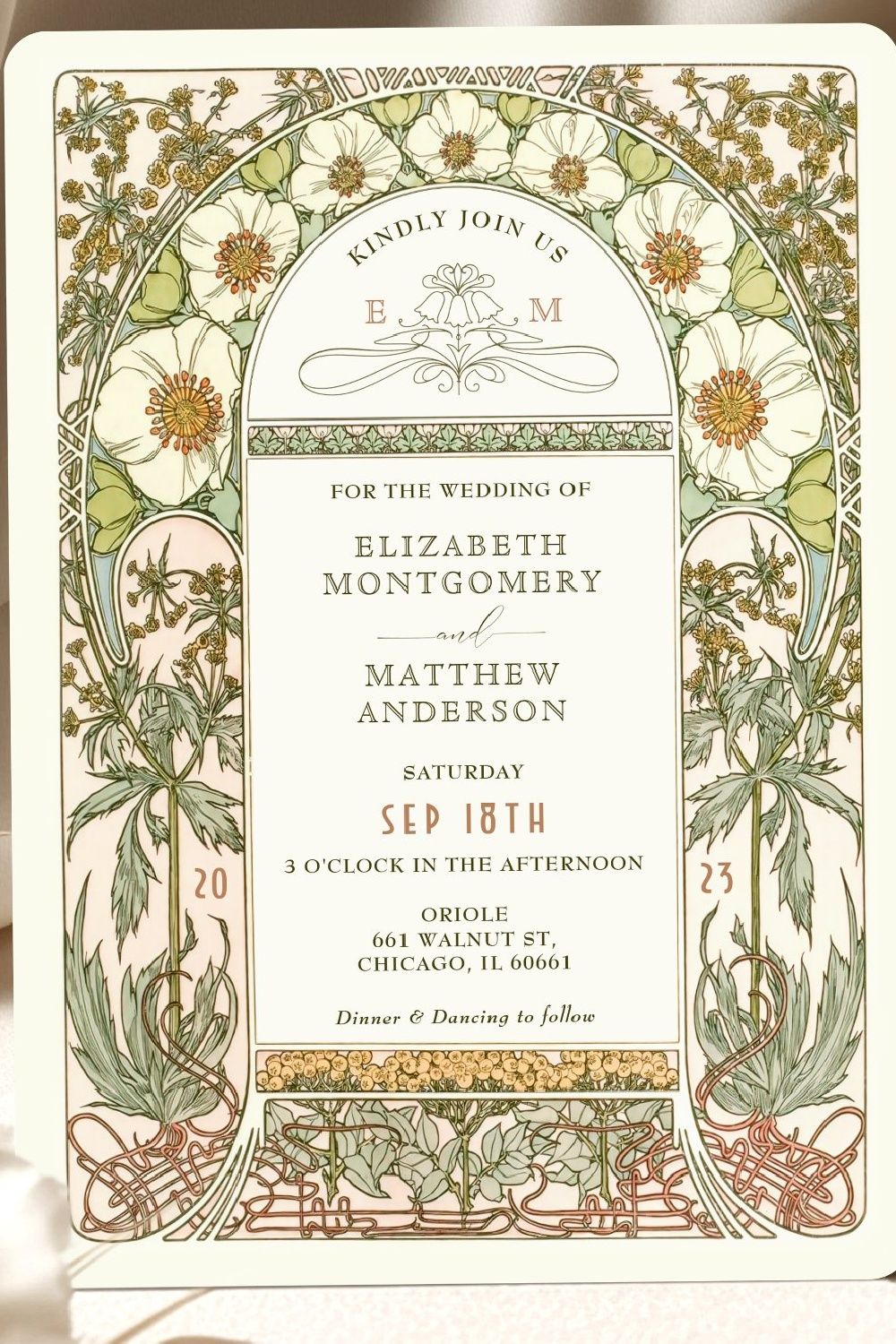 Vintage Wedding Invitations Art Nouveau By Mucha