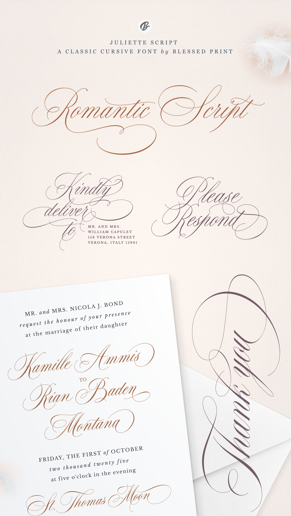 Juliette Script – Romantic Calligraphy Font by Blessed Print