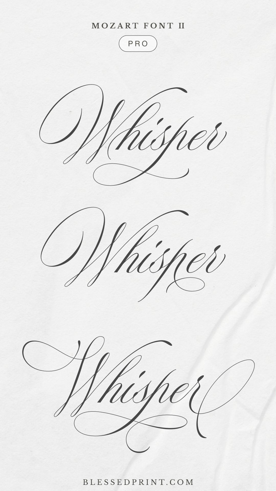 Romantic Calligraphy “Whisper” for Elegant Wedding Invitations and Poetic Branding