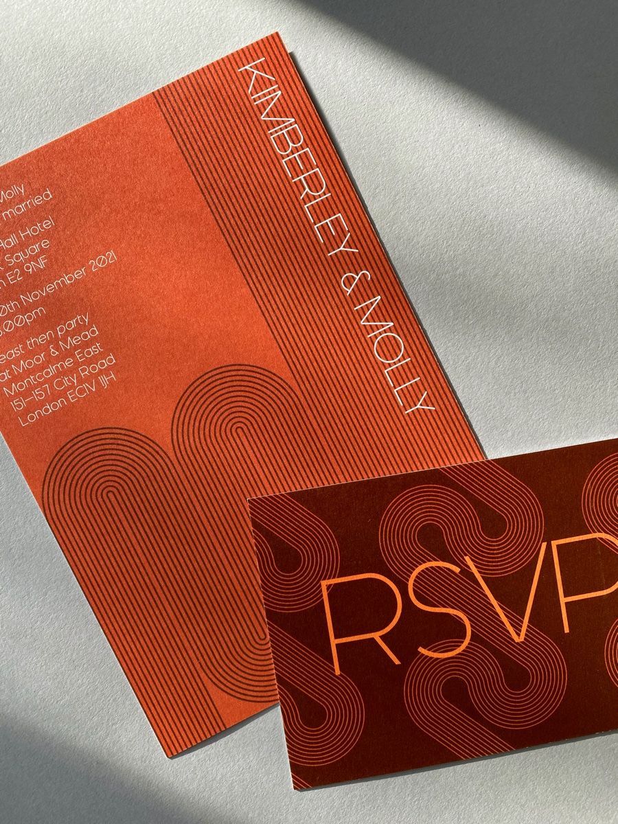 Stunning 1970s inspired edgy and evocative wedding invitation