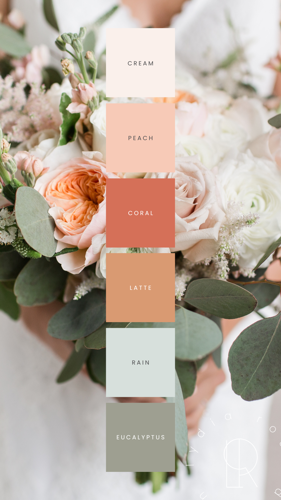 Eucalyptus Peach Colour Palette | Green & Peach Wedding Palette | Brand Palette | Color Design