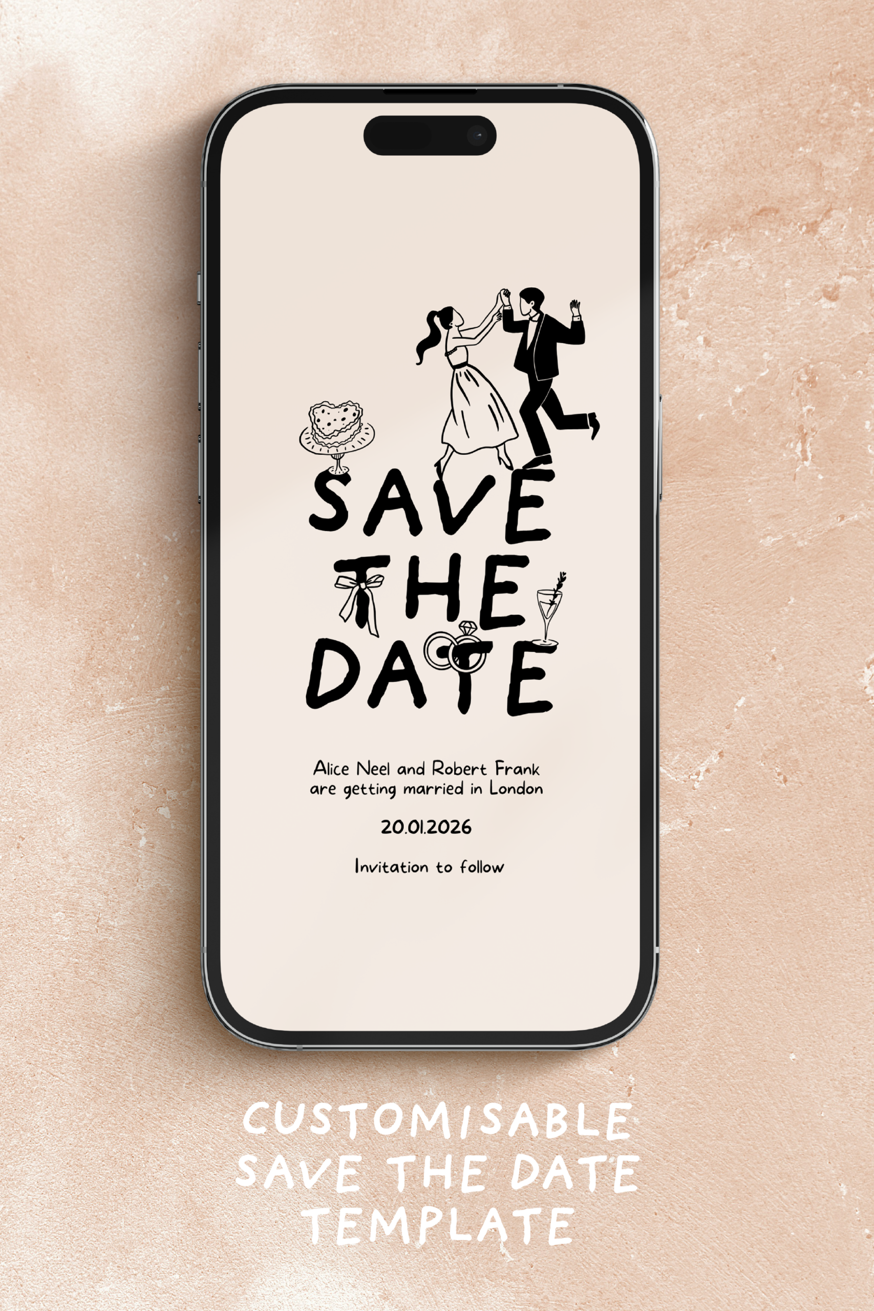 SAVE THE DATE Wedding Invitation Digital Download Template