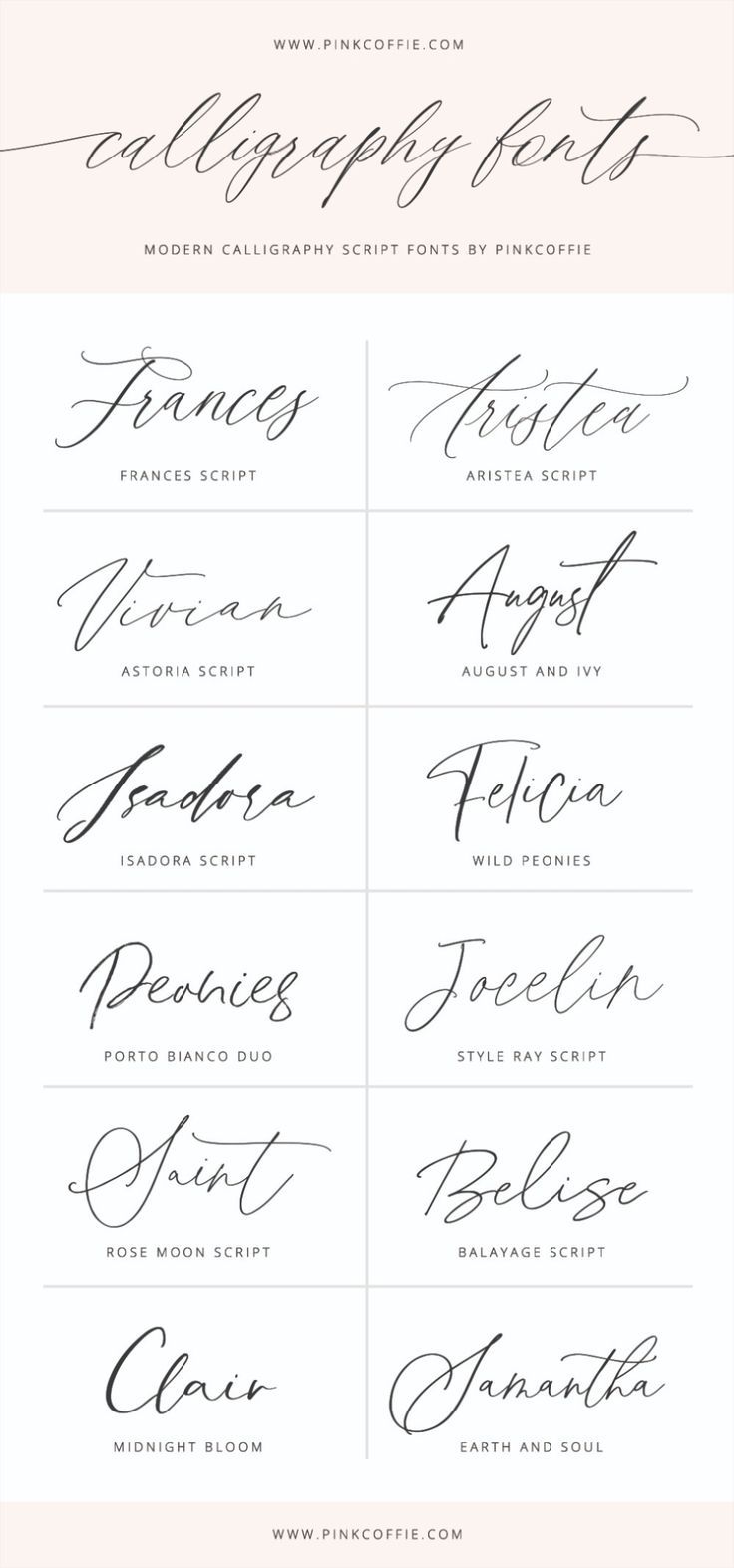 Hand Lettered & Modern Calligraphy Script Fonts by PinkCoffie