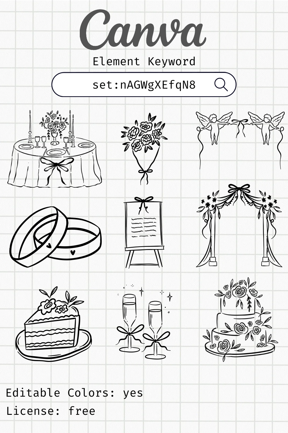 Wedding Outline Canva Element Keyword | Free & Editable Colors