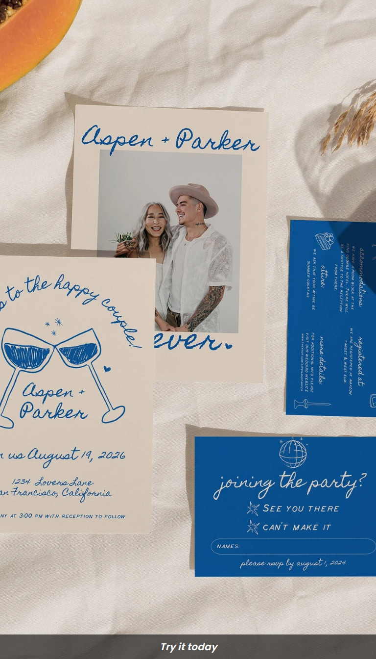 Handwritten Minimal Wedding Invite & Quirky Save the Date