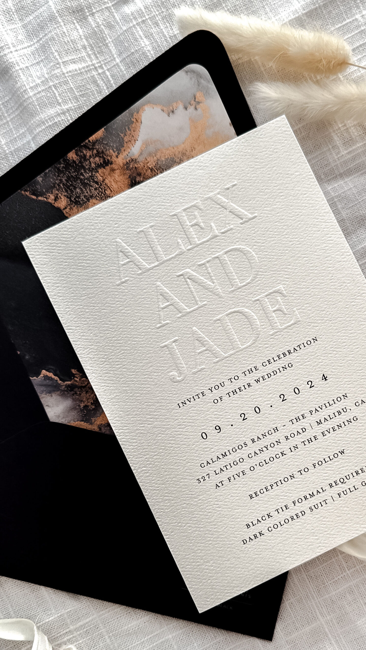 Embossed Wedding Invitations | Card Stock Invitations with Envelope Liner