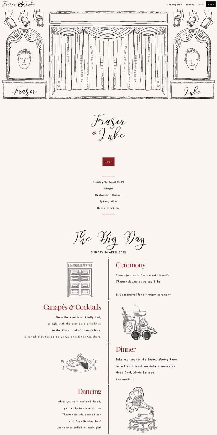 Custom designed animated wedding website example