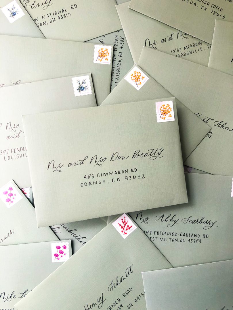 Custom calligraphy wedding envelope addressing
