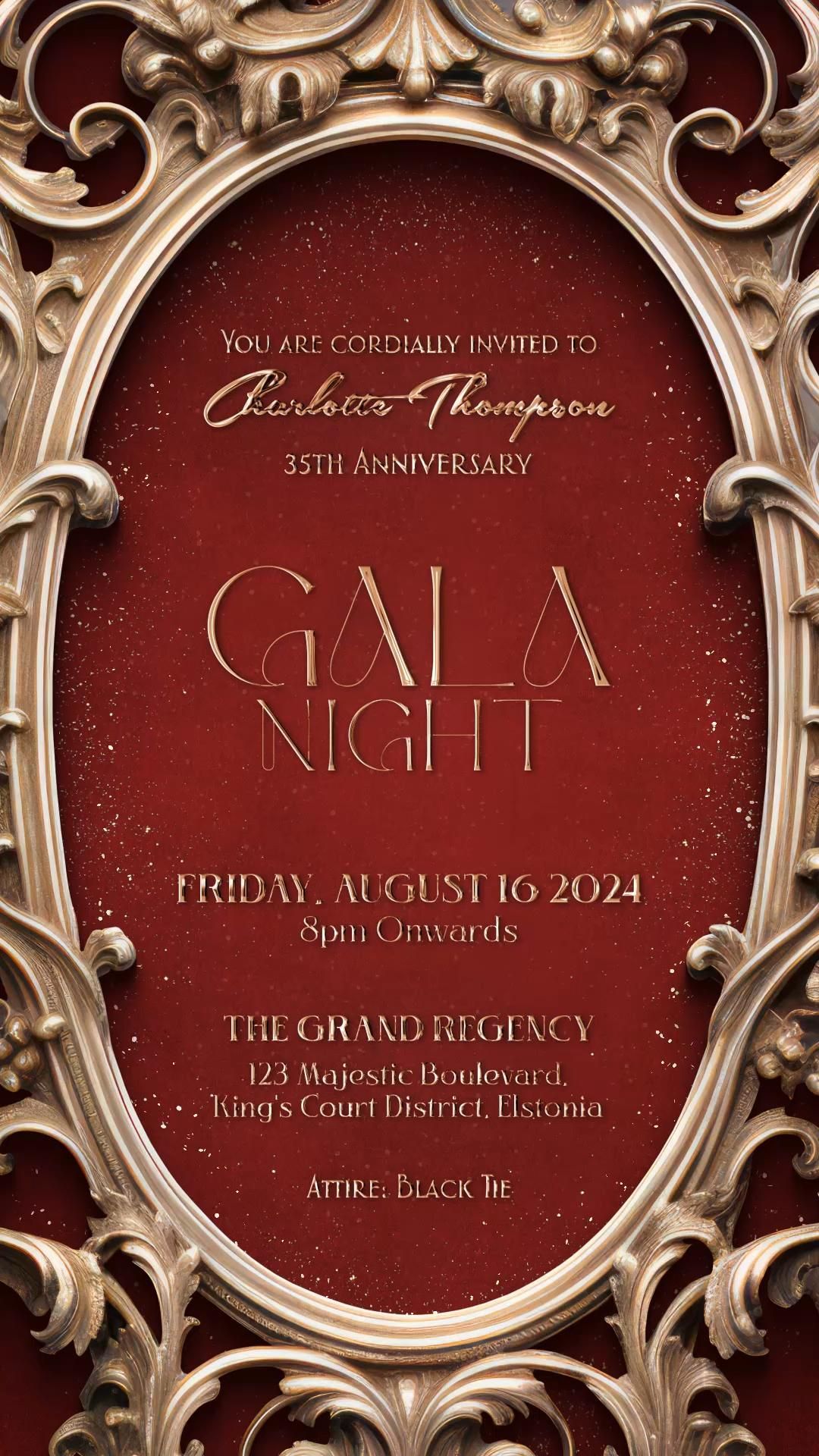 Royal-Themed Birthday Video Invitation | Luxurious Red Velvet, Gold Vintage