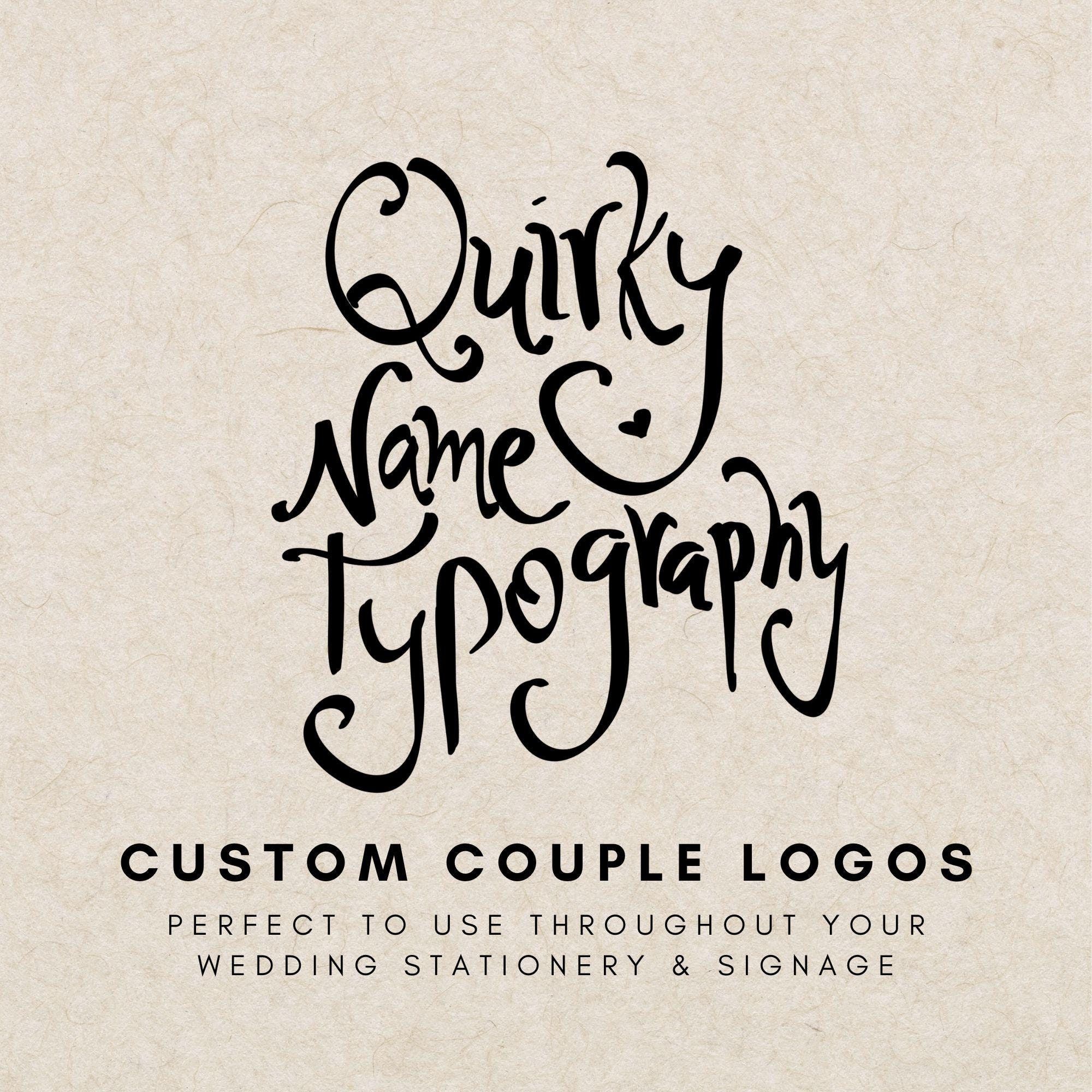 Typographie de couple personnalisée, police manuscrite pour logo nom de mariage sur mesure, jolie police de caractères originale, noms de mariage originaux personnalisés