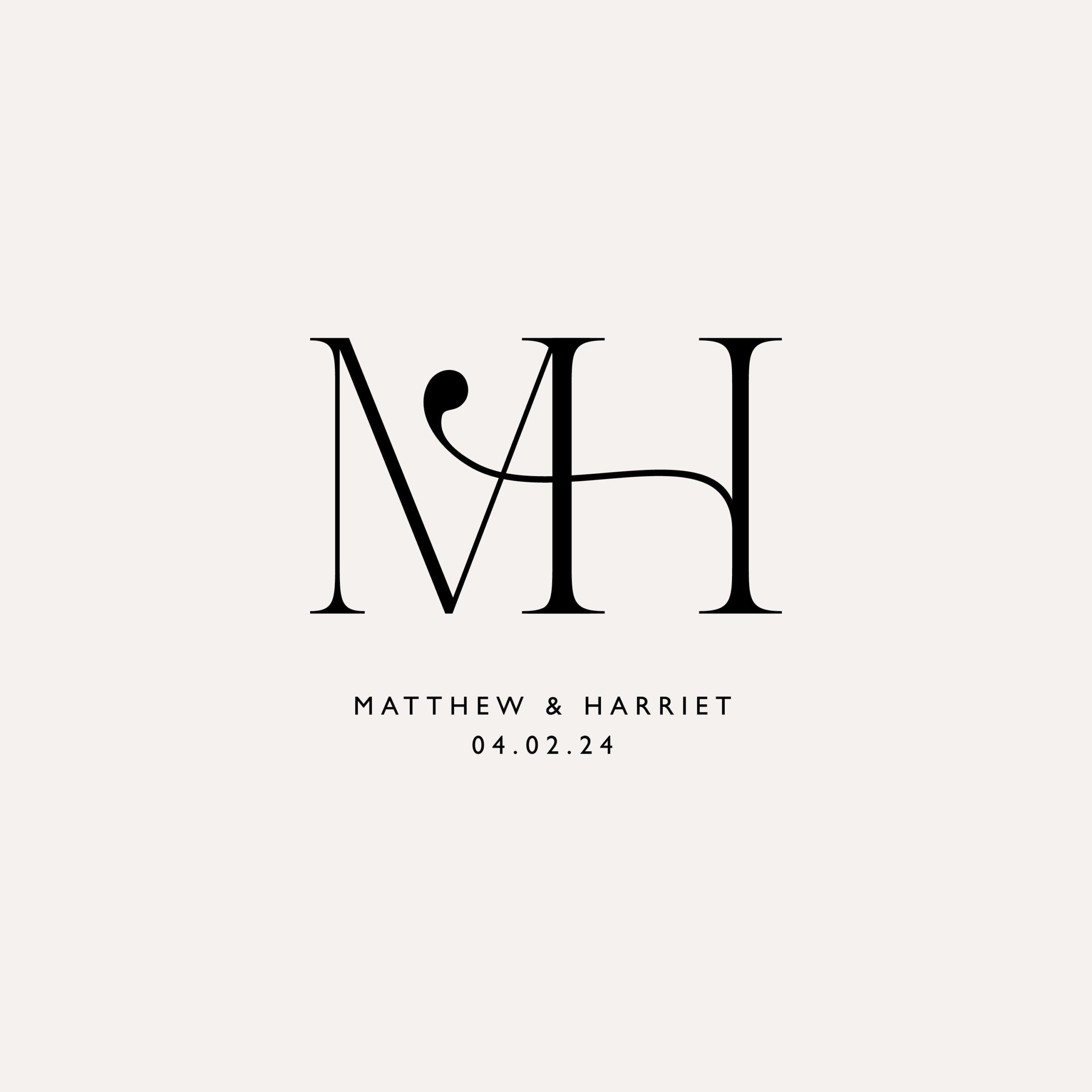 Monogramme de mariage minimaliste, Logo pour couple de mariés, Design de mariage élégant, Lettres de mariage, Logo de mariage de luxe, Logo de mariage personnalisé