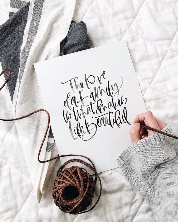 Hand Lettered Watercolor Print, Calligraphy Print, Calligraphy Watercolor Cardstock Print, Custom Ca