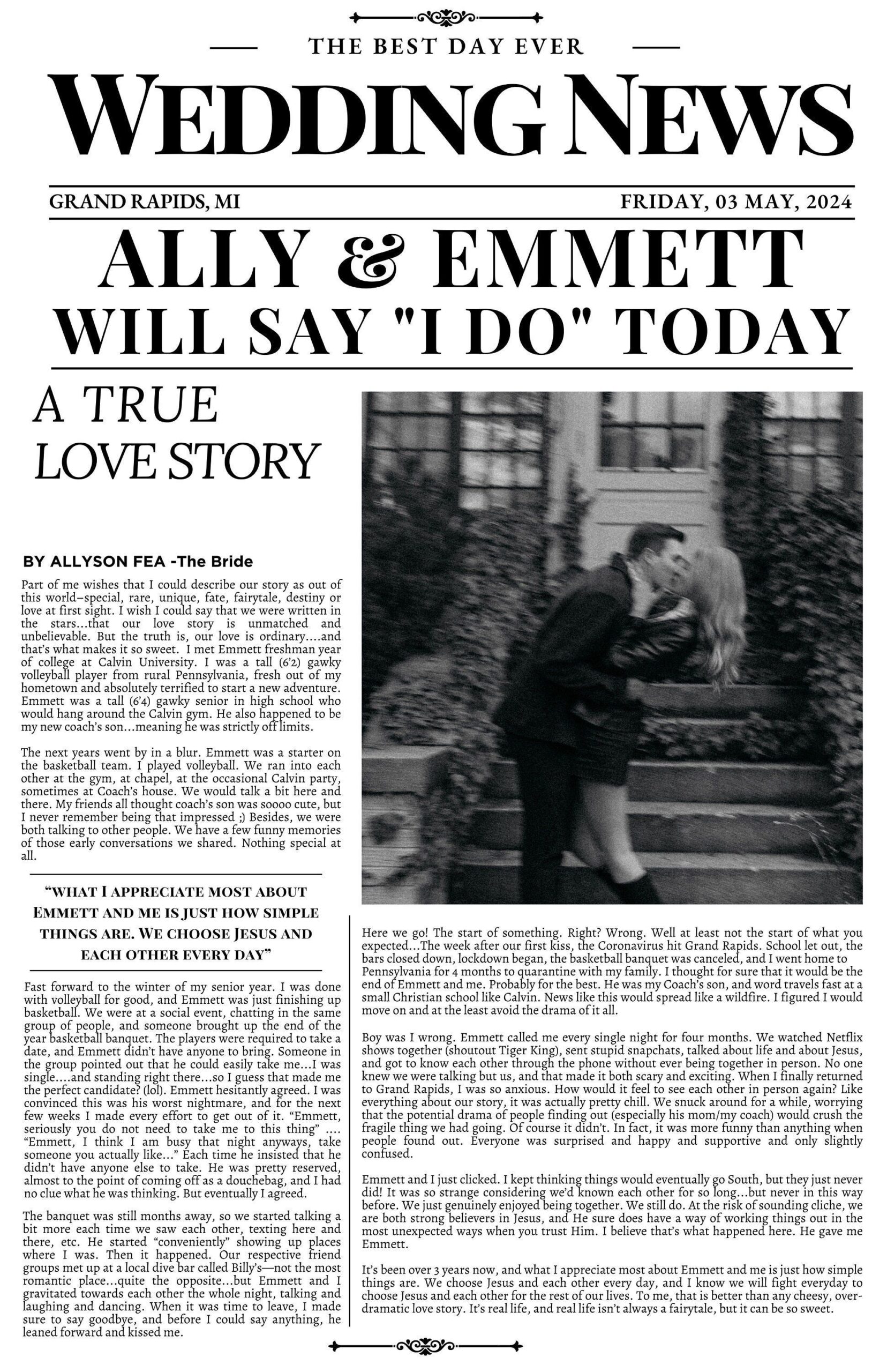 Luxurious Vintage Wedding Newspaper in Classic Tabloid Format