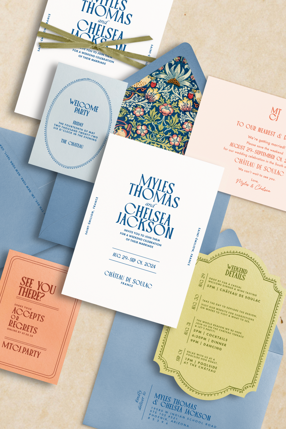 Art Decor Wedding Invitations With Bold Designs And Bright Color Palette