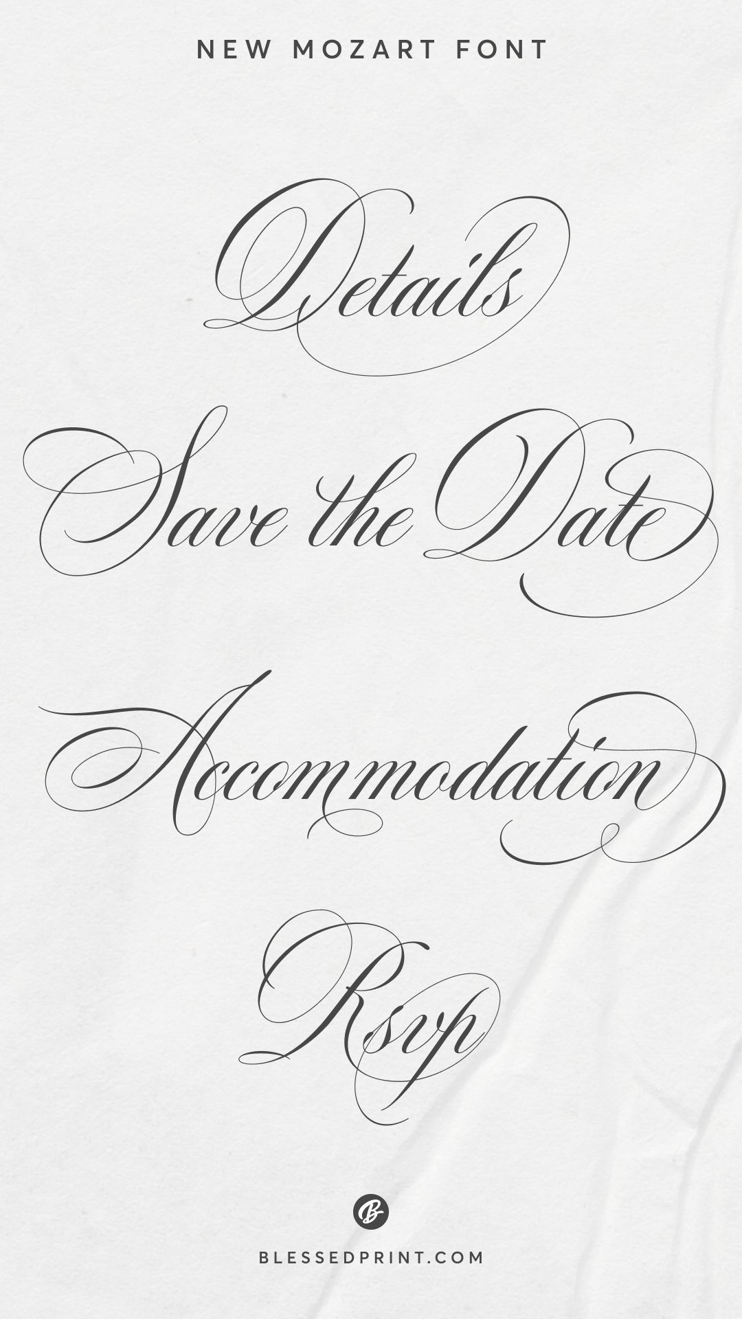 Wedding Calligraphy Words in New Mozart Font