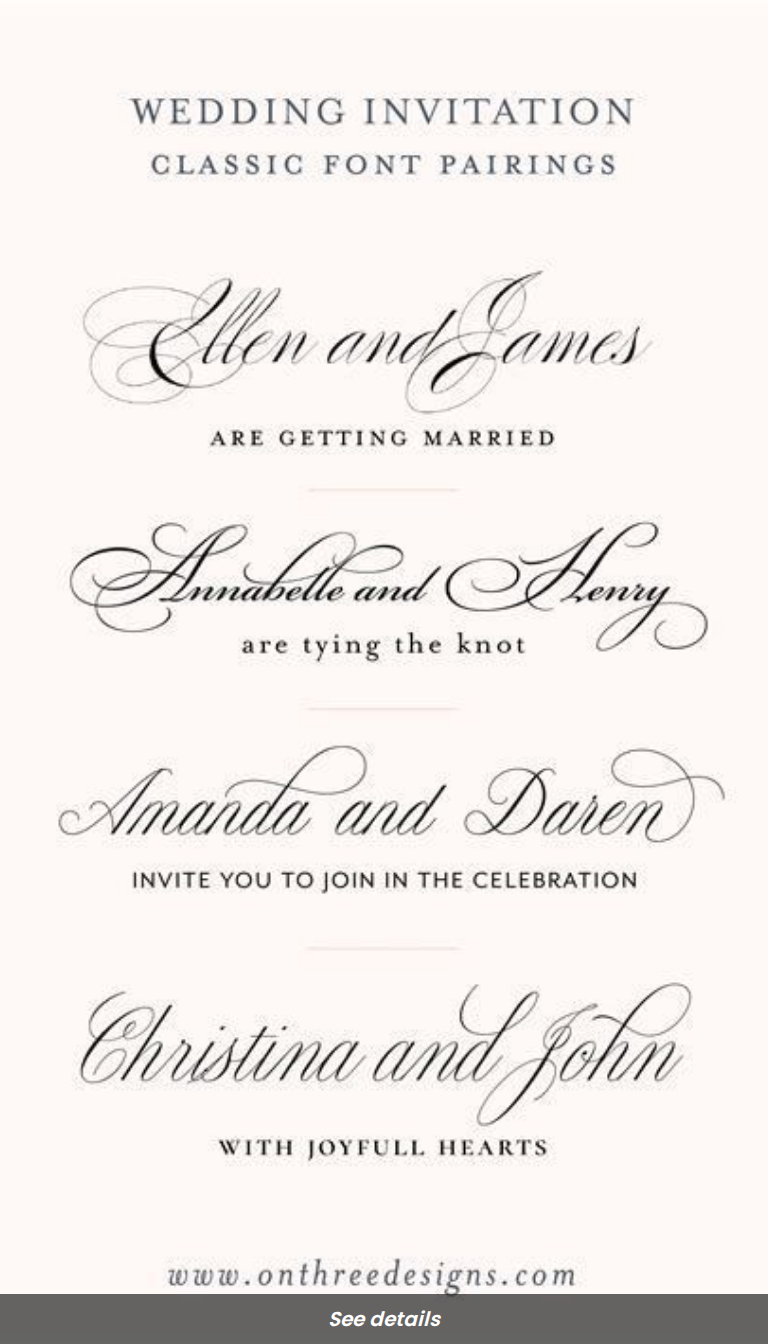 Gwenmills Wedding Invitation Fonts and Pairings