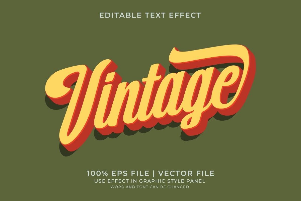 Vintage Retro Text effect editable vector
