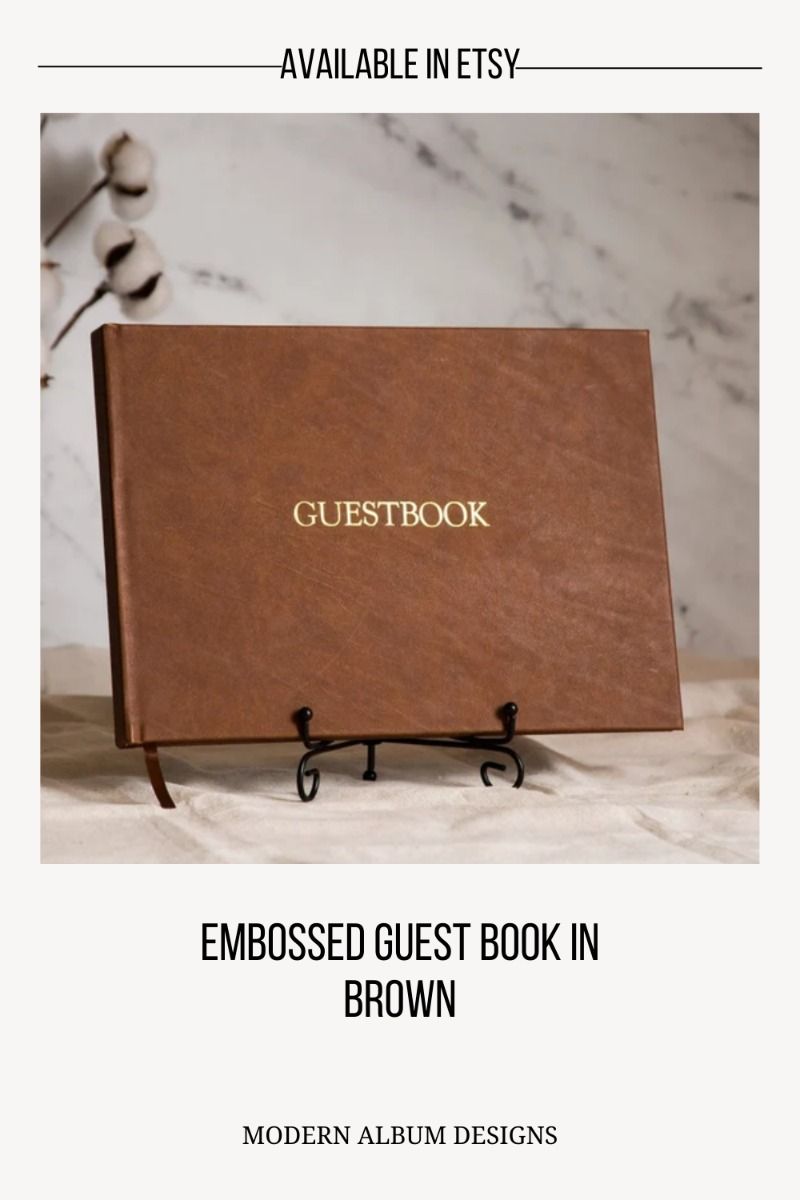 Embossed Guest Book in Brown