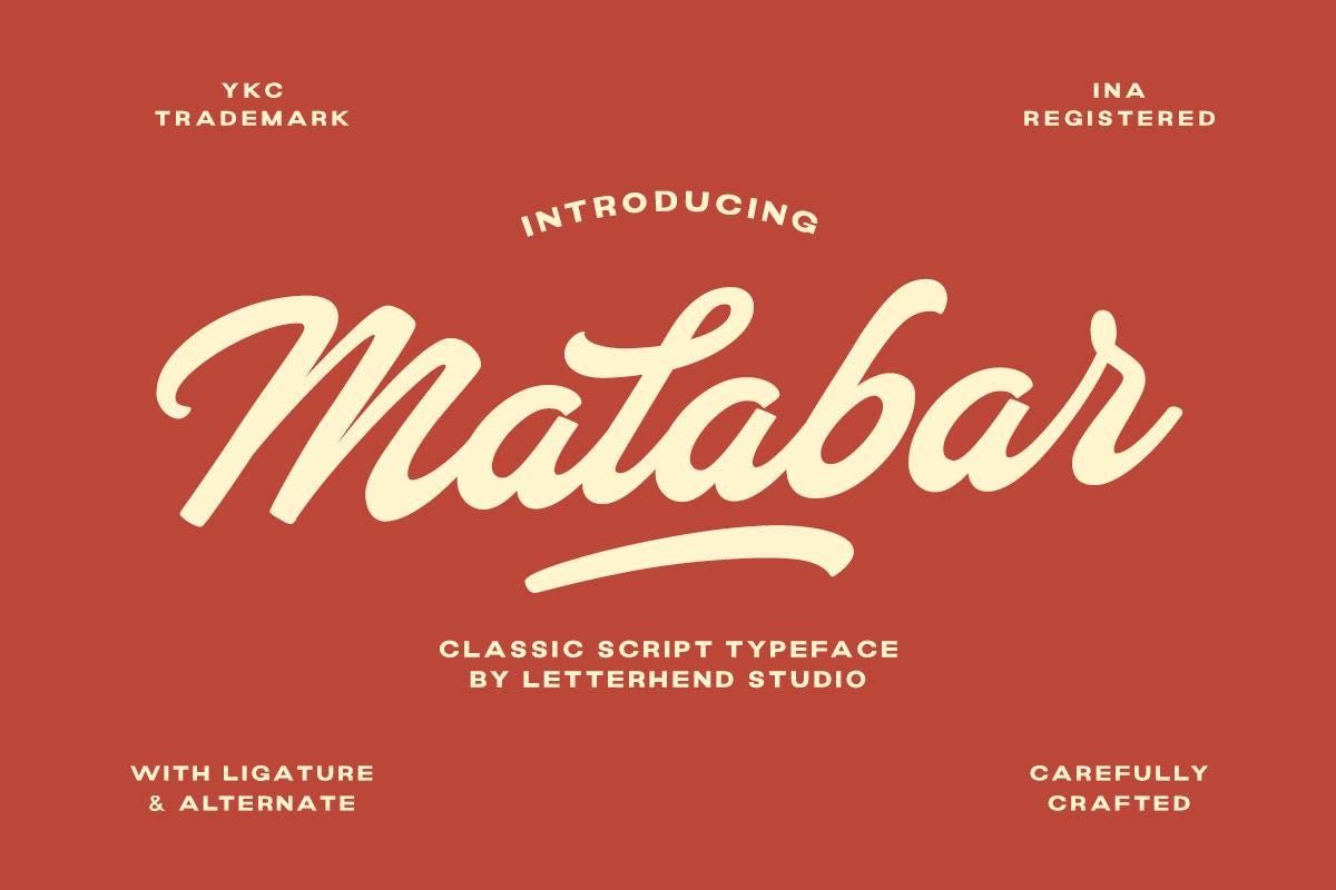 Typographie Malabar Script : police de caractères vintage moderne pour la création de logo