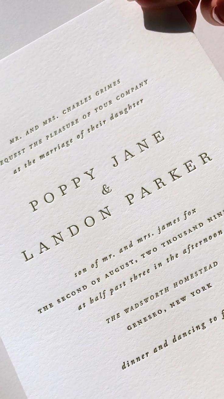 Simple Letterpress Wedding Invitations