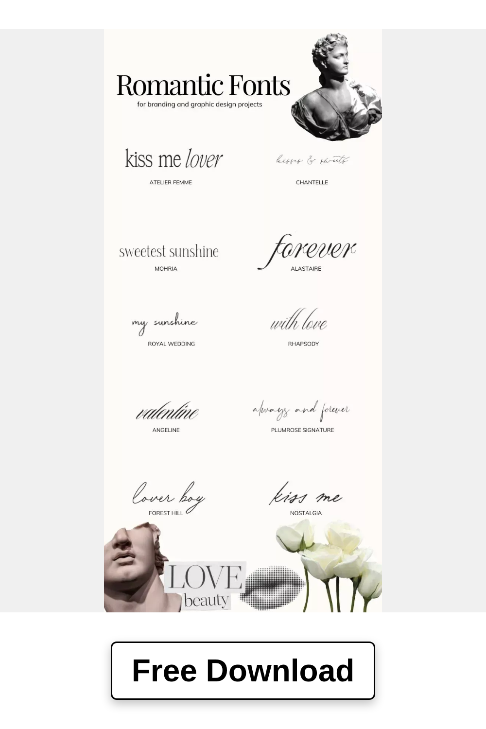 Romantic Fonts for Design and Branding in 2023