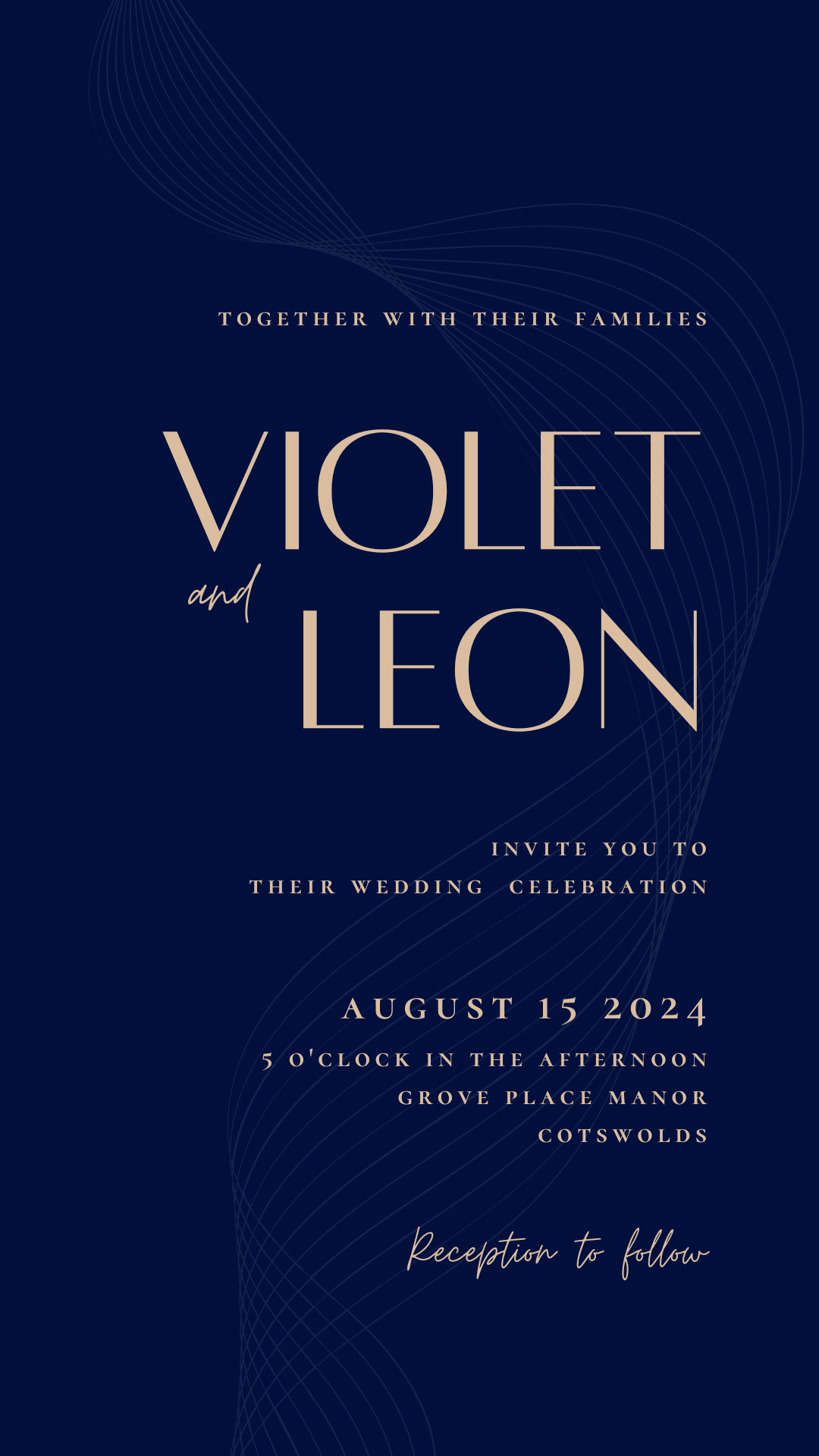 Art Deco Midnight Blue Invitation Template + Mobile Version