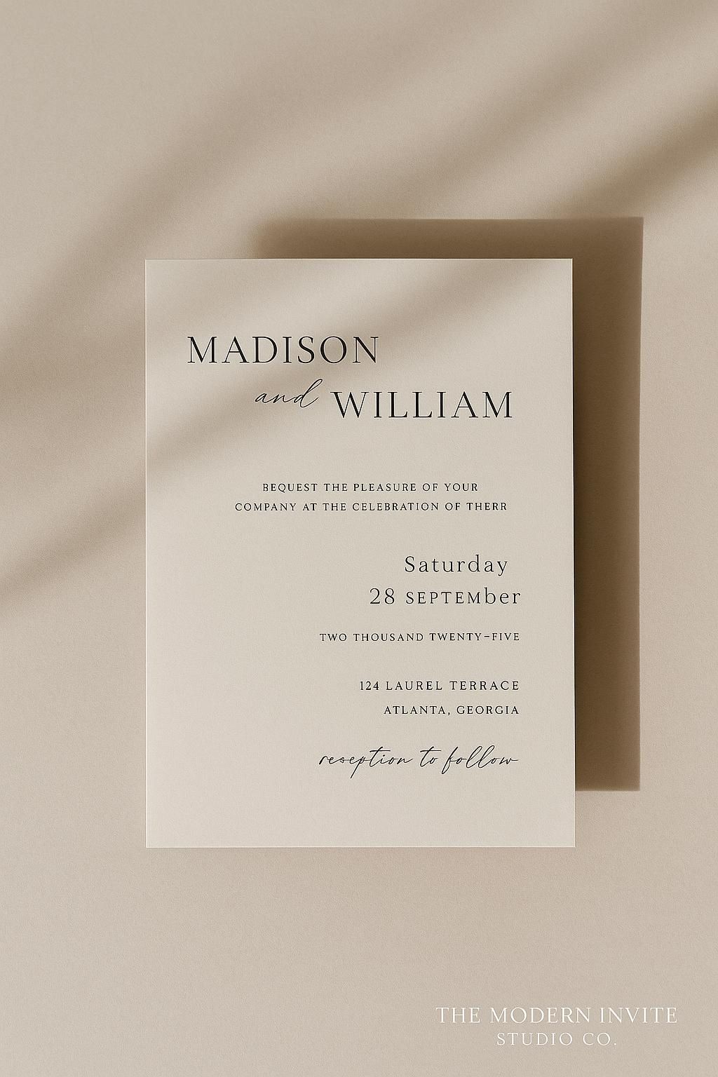 Modern Twist minimal wedding invitation template look