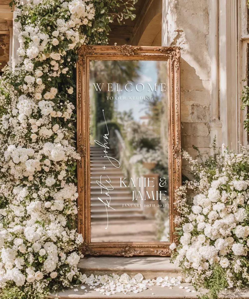 Plaque de bienvenue pour mariage | Prénoms personnalisables — Sticker miroir de mariage pour miroir, acrylique, carton — Pour le mariage de — Réception — Cérémonie — Etsy Canada