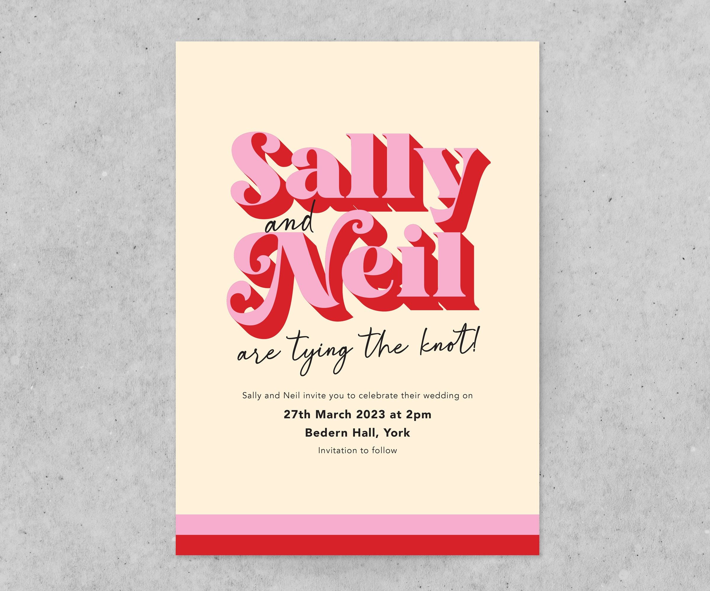 Retro Save The Date, Funky Vintage Design, A5, A6 Cards — Envelopes Included