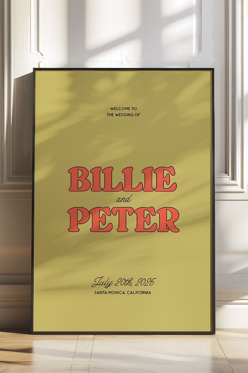 Modern Wedding Welcome Sign Template, Bold Welcome Sign, Retro Wedding Welcome Sign Editable, Colorf