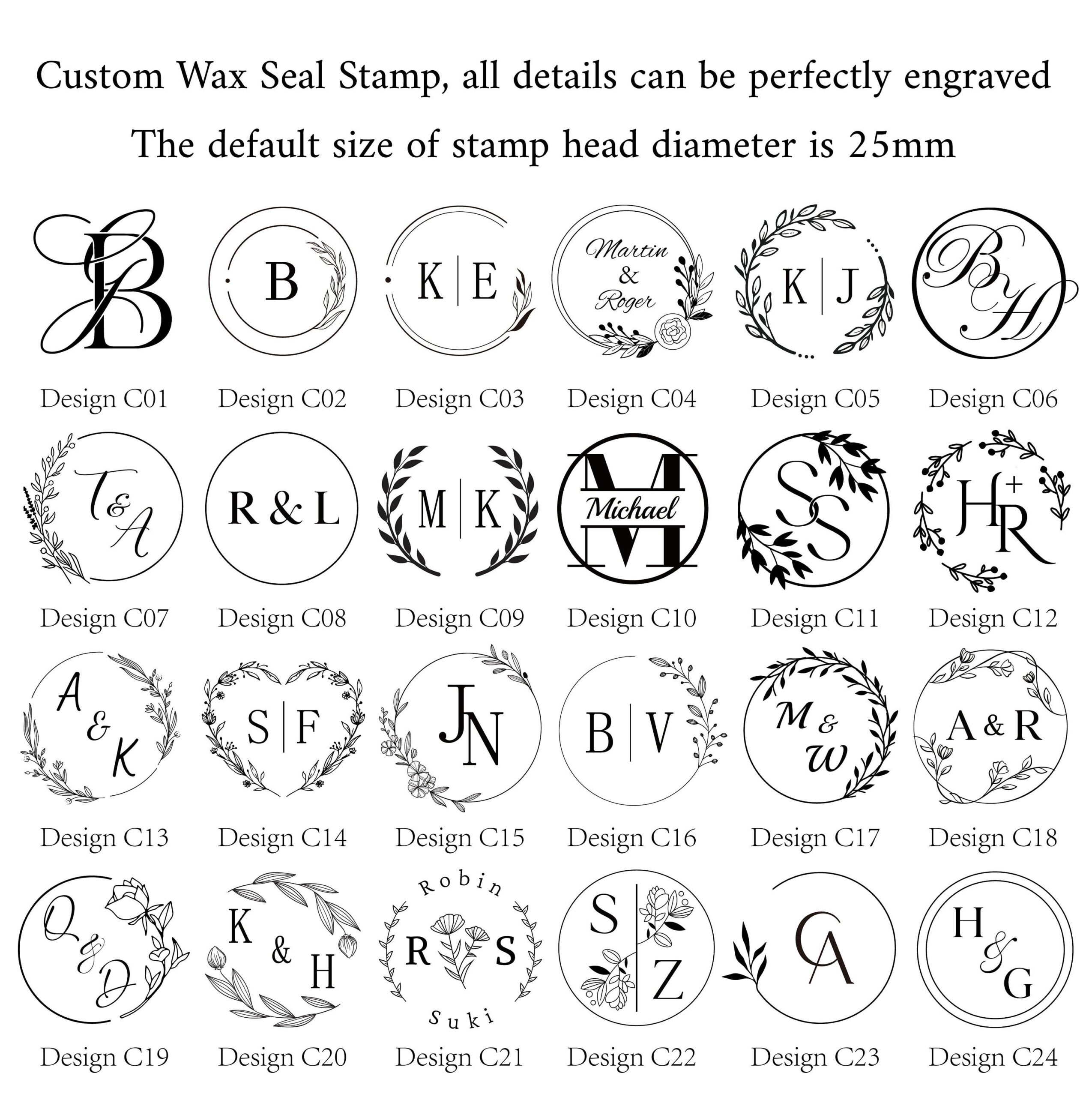 Custom initial logo wax seal stamp set for wedding invitation, Personalised letter wax stamp seal kits, Family name wax seal